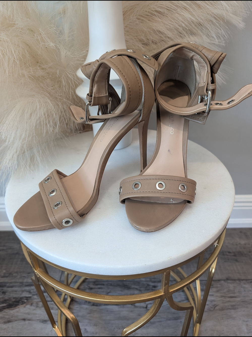 Tony Bianco Neutral Tan Ankle-Strap High Heels Size 9